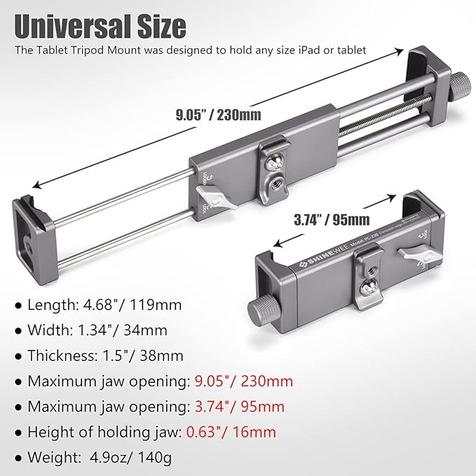 Full Metal Tablet Tripod Holder – Compatible - Image 2