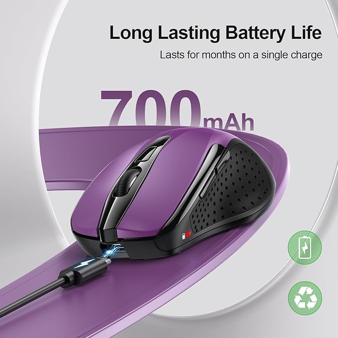TECKNET Wireless Mouse Rechargeable 4800 DPI Silent USB A & Bluetooth Mouse 6 - Image 3