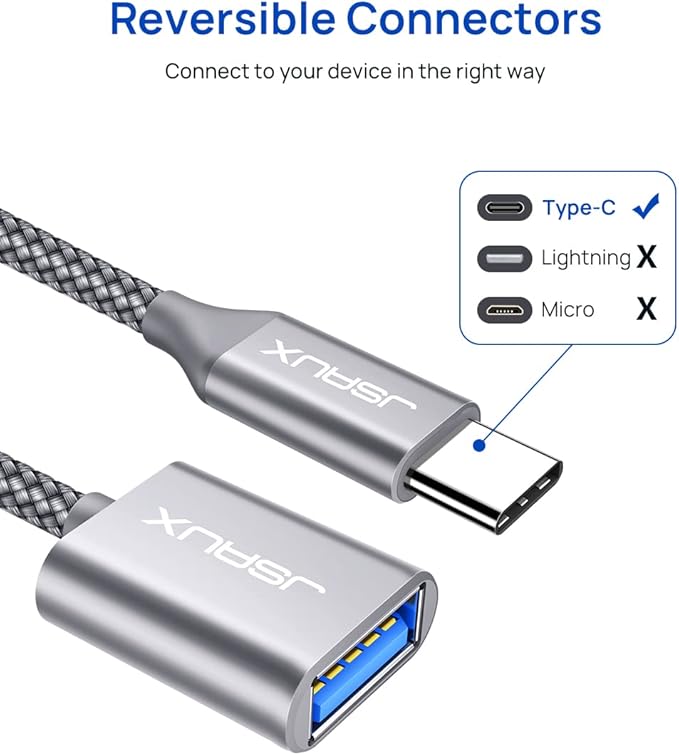 JSAUX USB C to USB Adapter, USB Type C Male to USB 3.0 Female OTG Cable - Image 3