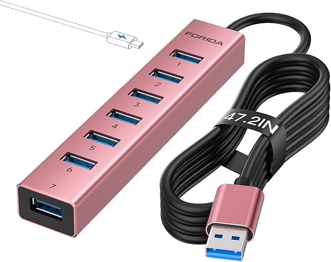 FORIDA USB Hub Long Cable 8 Ports multiport Adapter by FORIDA-Besttecforusbhubdockingstation