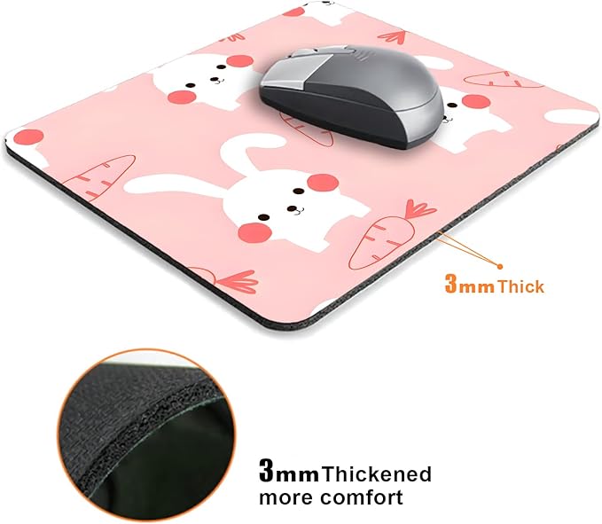 Pink Kawaii Rabbit Mouse Pads for Desk, Portable Wireless Computer Mouse pad - Image 3