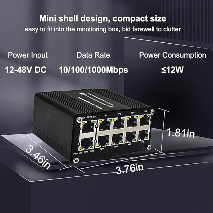 10-Port Gigabit Ethernet Switch, Industrial Design - Image 2