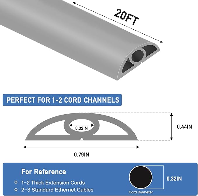 Floor Cord Cover Self Adhesive Cord Hider Floor Extension Cord Covers - Image 2
