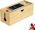 Bamboo Cable Management Box, Medium Cord Organizer Box Cable Box to Hide Wires by HoVoit