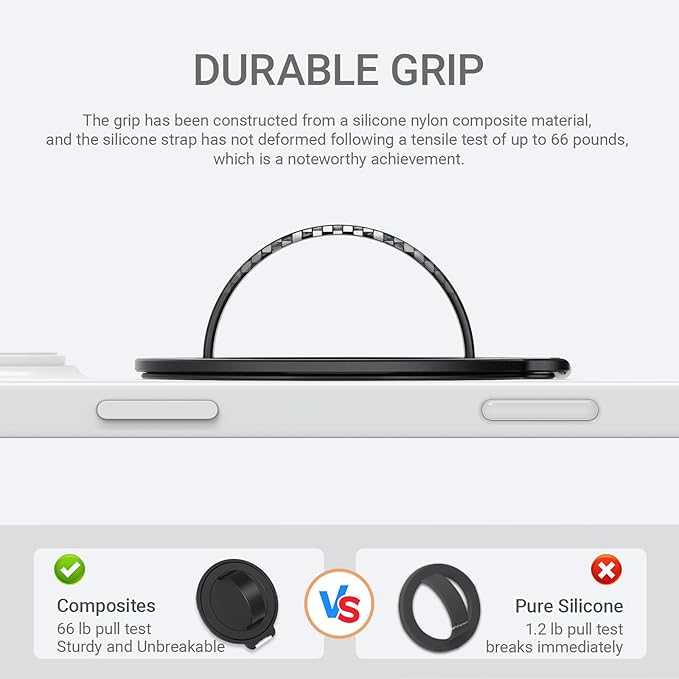 Grat 3 Upgraded Magnetic Phone Grip Stand, 360° Rotatable Silicone Strap Phone - Image 2