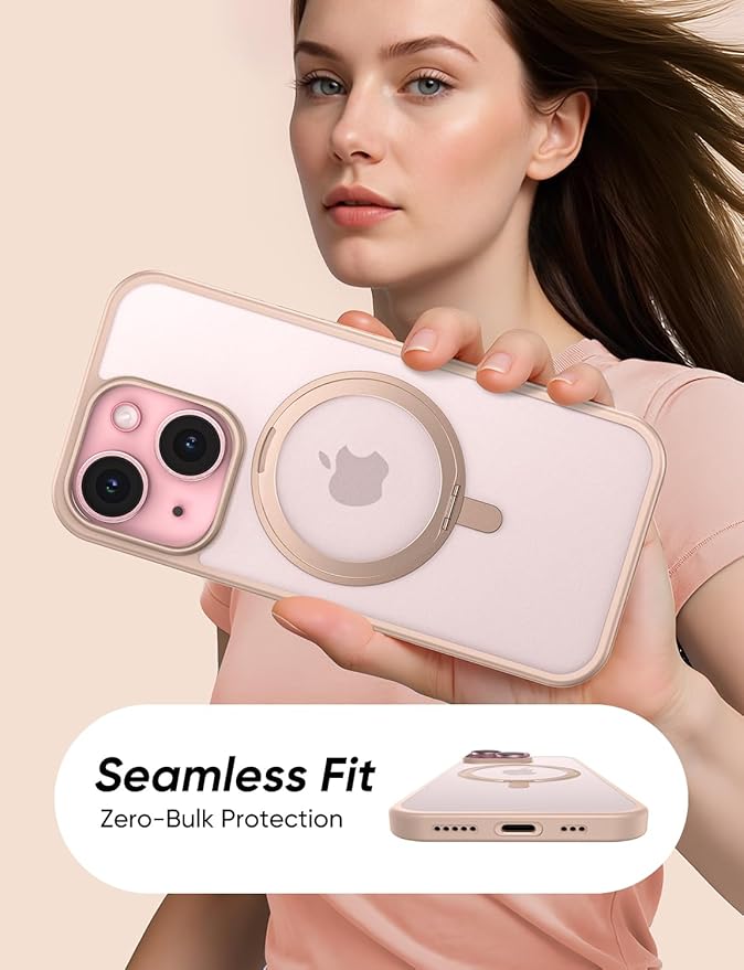 MAGIC JOHN for iPhone 15 Case 360° Rotatable Magnetic Invisible Stand, Fit for - Image 7
