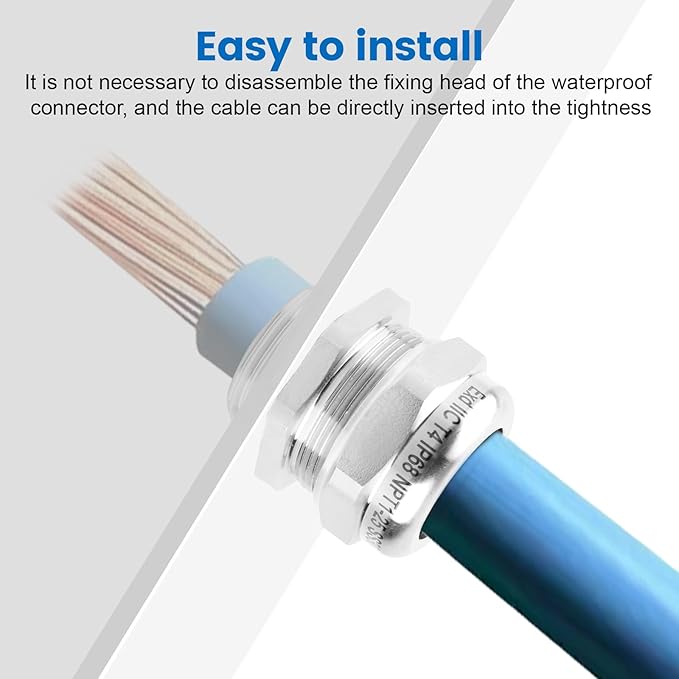 1" NPT Stainless Steel Waterproof Cable Gland, IP68 Waterproof Adjustable Cable - Image 6