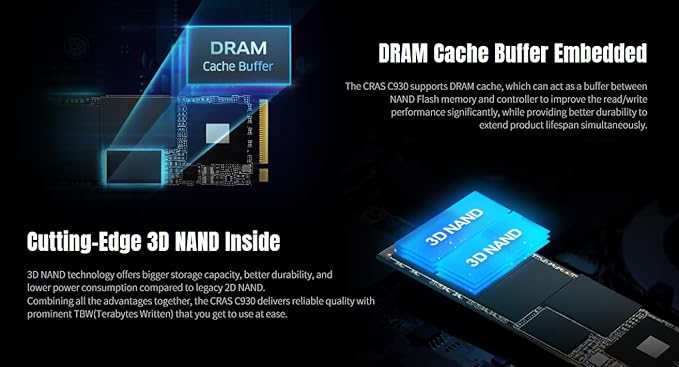 KLEVV CRAS C930 2TB M.2 2280 NVMe PCIe Gen4x4 Internal Gaming SSD Aluminium - Image 6