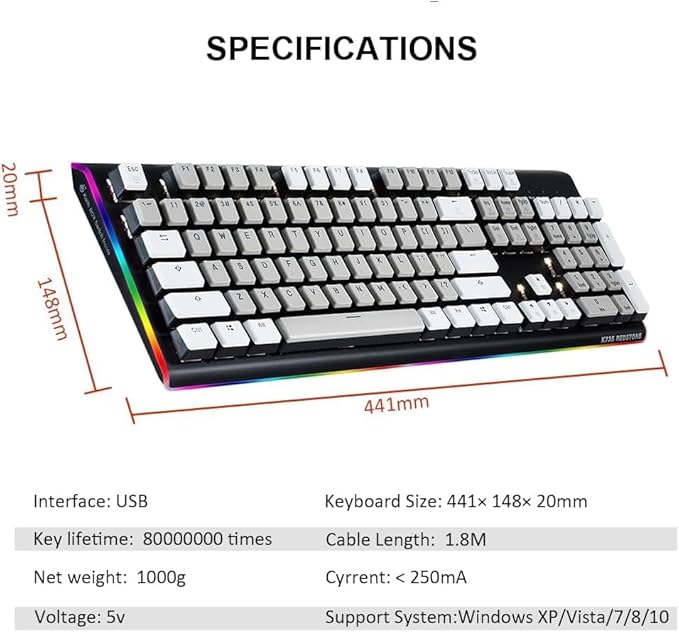 Wired Full Size Mechanical Keyboard, Aluminum Housing Built - Image 6