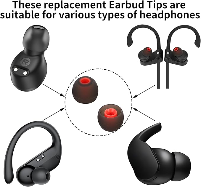 Silicone Earbud Tips Earbud Replacement Tips Eartips Fit Most in-Ear Earbuds - Image 3