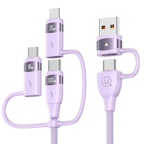 100W USB C Multi Charging Cable, USAMS 6.6FT 5-in-1 5A Fast Sync Charger by USAMS