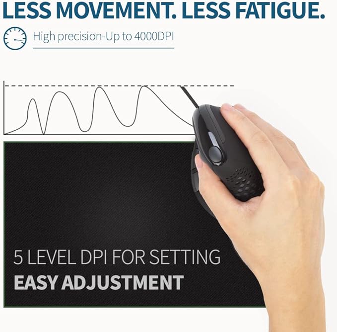 DeLUX Seeker Wired Ergonomic Vertical Mouse - Image 4
