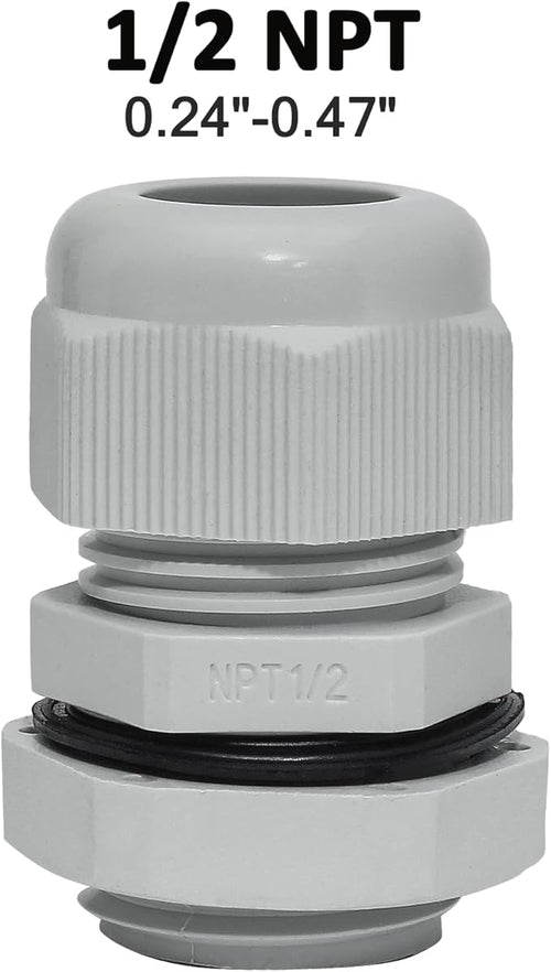10 Pcs 1/2" NPT Nylon Cable Glands, IP68 Waterproof Adjustable Cord Grip Cable - Image 2