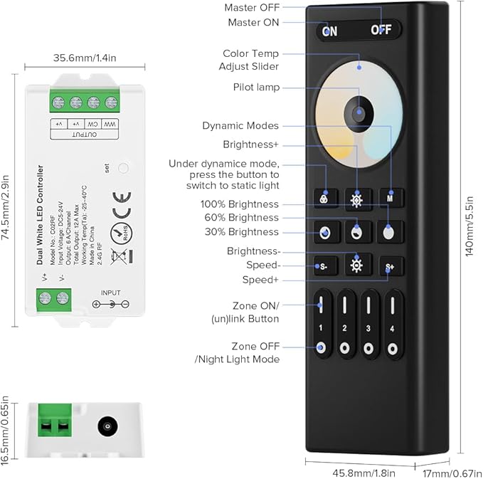 BTF-LIGHTING RF 2.4GHz Wireless Remote RC02RFB &3PCS C02RF Tuya Controller Kit - Image 5