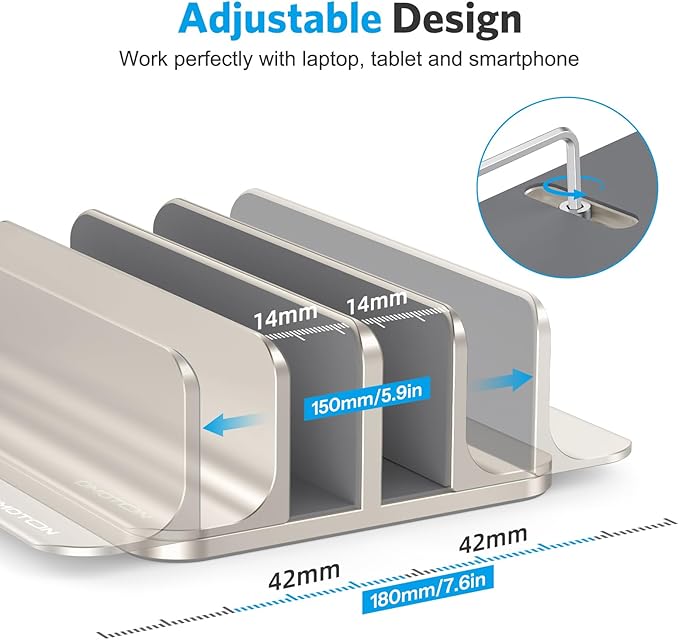 OMOTON [Updated Dock Version Vertical Laptop Stand, Double Desktop Stand Holder - Image 4