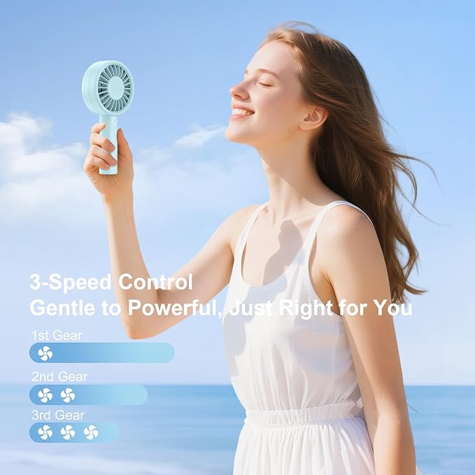 Portable Handheld Fan, USB Personal Fan Rechargeable Battery Operated 10H - Image 2