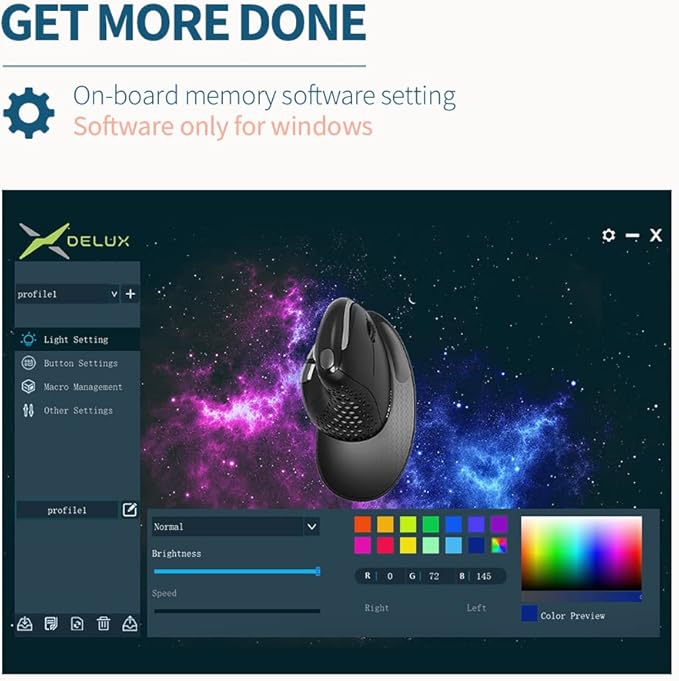 DeLUX Seeker Wired Ergonomic Vertical Mouse - Image 5