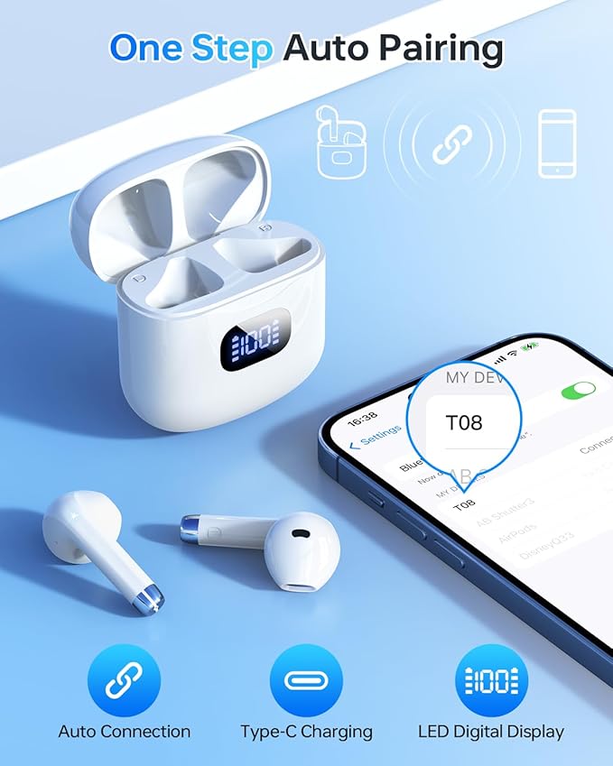 Wireless Earbuds Bluetooth 5.3 Headphones, 40Hrs Playback Stereo Ear Buds - Image 2