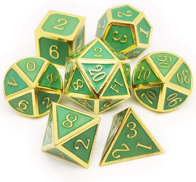 Haxtec Glow in The Dark Glowing Blue Metal Dice Set D&D W/Dragon Dice Bag 7PCS - Image 5