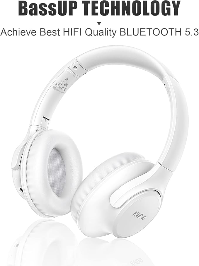 KVIDIO Bluetooth Headphones Over Ear, 65 Hours Playtime Wireless Headphones - Image 5