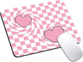 Mouse Pad, Cute Pink Checkered Heart Mouse Pads by HUOCAIREN