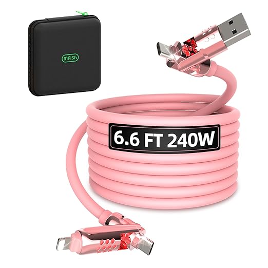 MFish 4-in-1 USB C Charging Cable, 6.6Ft Type C to Type C Cable, 240W Fast by mfishproductspage