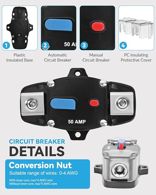 60A Resettable Circuit Breaker - 60 Amp Self Recovery - Image 4
