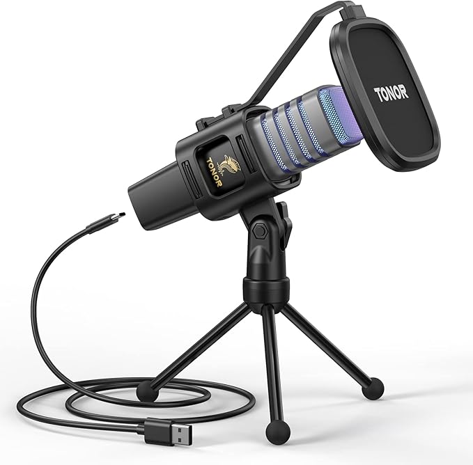 TONOR RGB USB Microphone, Cardioid Condenser Computer PC Mic by TONOR