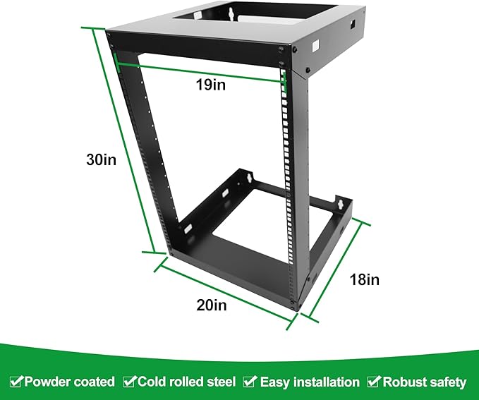 15U Wall Mount Open Frame 19 Inch Server Equipment Rack Wall Mountable Heavy - Image 2