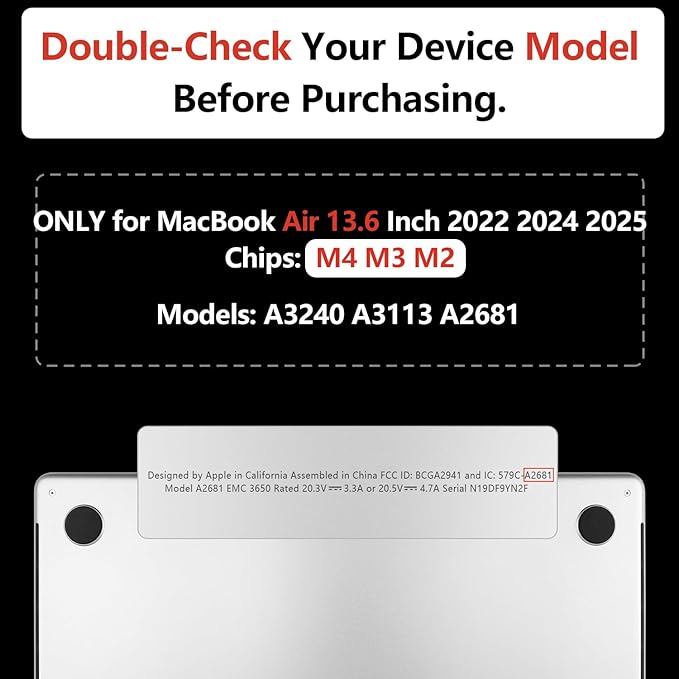 TWOLSKOO for M4 MacBook Air 13.6 inch Case 2025-2022 Release M4 A3240 M3 A3113 - Image 2