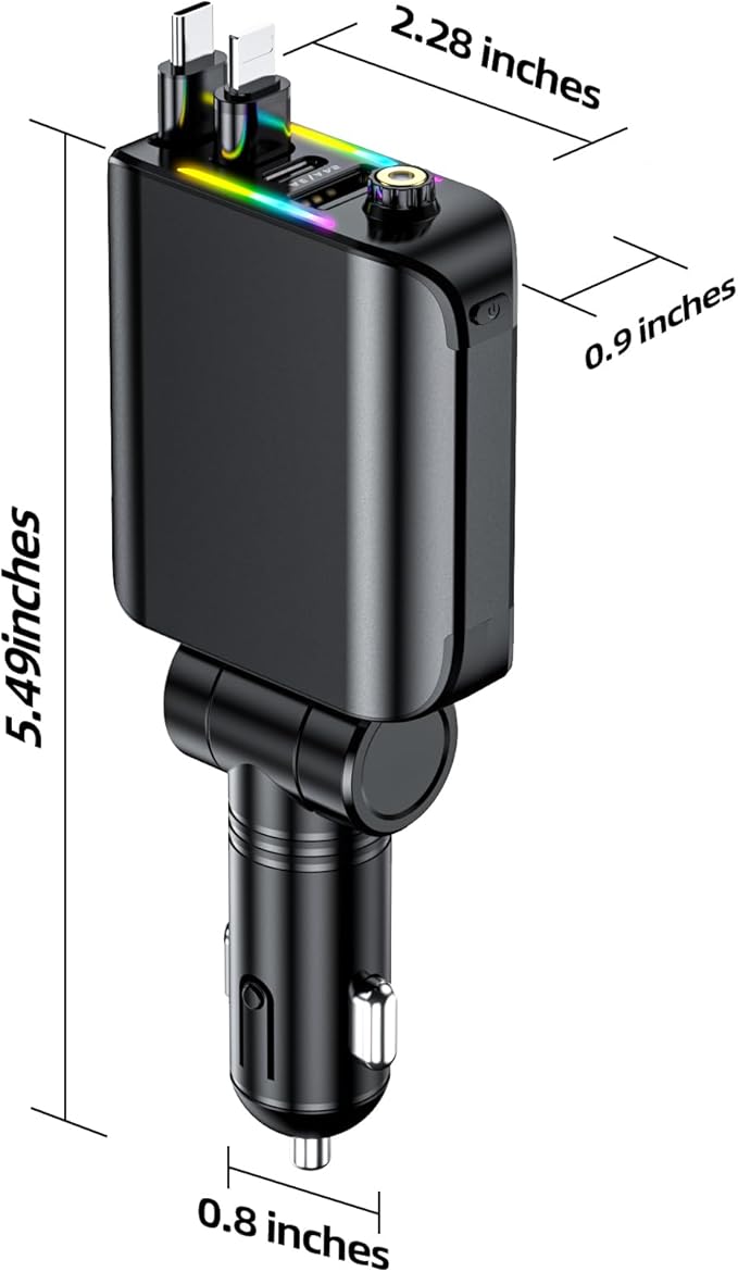 Retractable Car Charger with Starlight, Max 120W USB C Car Charger Adapter - Image 9