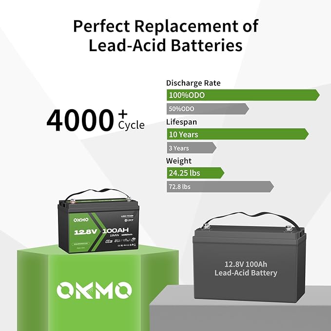 12V 100Ah LiFePO4 Lithium Battery, Group 31, Built-in 100A BMS, Low-Temp - Image 3