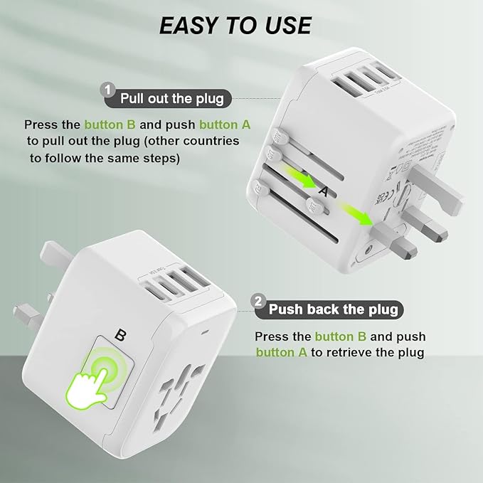 Universal International Power Travel Plug Adapter, 5 in 1 European Travel Plug - Image 6