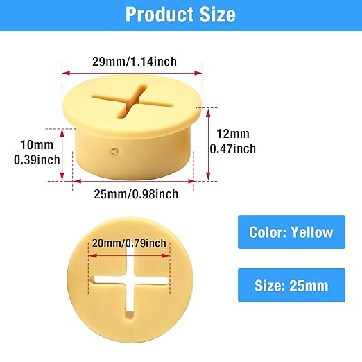 Desk Grommet, 1 in 25 mm Silicone Rubber Grommets, Flexible Wall Cord Pass - Image 9