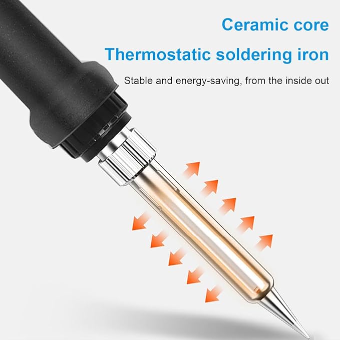 Soldering Iron Kit 60W with Interchangeable Iron Tips, Solder Tube, Welding Wire - Image 2