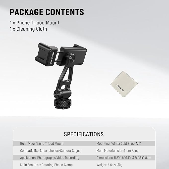 NEEWER Adjustable Phone Tripod Mount - Image 8