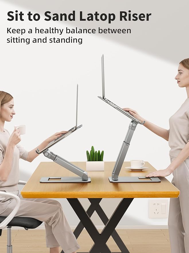 tounee Laptop Stand for Desk Adjustable Height, Telescopic Computer Stand - Image 2