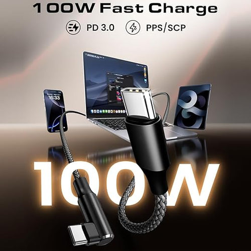 100W 2 Pack 3+6FT Type C to Type C Fast Charging Cable USBC to USBC Cord 90 - Image 2