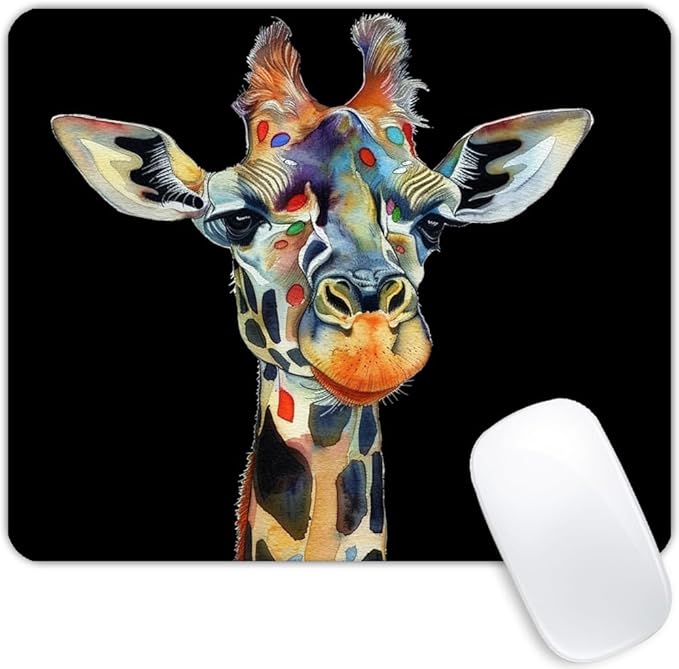 Square Mouse Pad Colorful Artistic Giraffe-1, Gaming Mouse Pads by Goodsprout