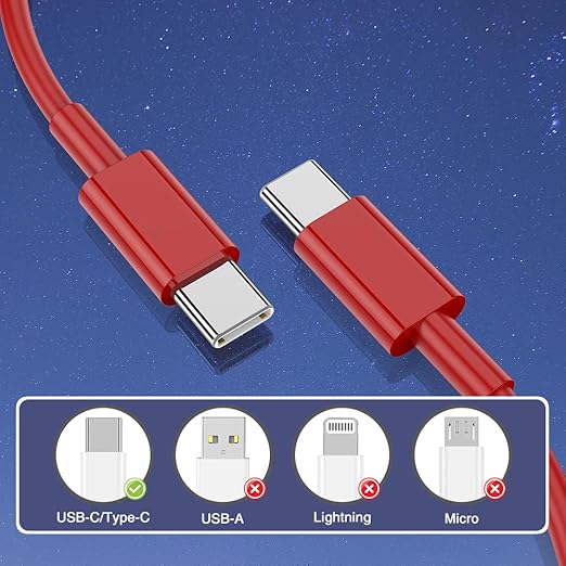 3-Pack Red 60W USB C to USB C Cable, Type C Fast Charging Cable - Image 7
