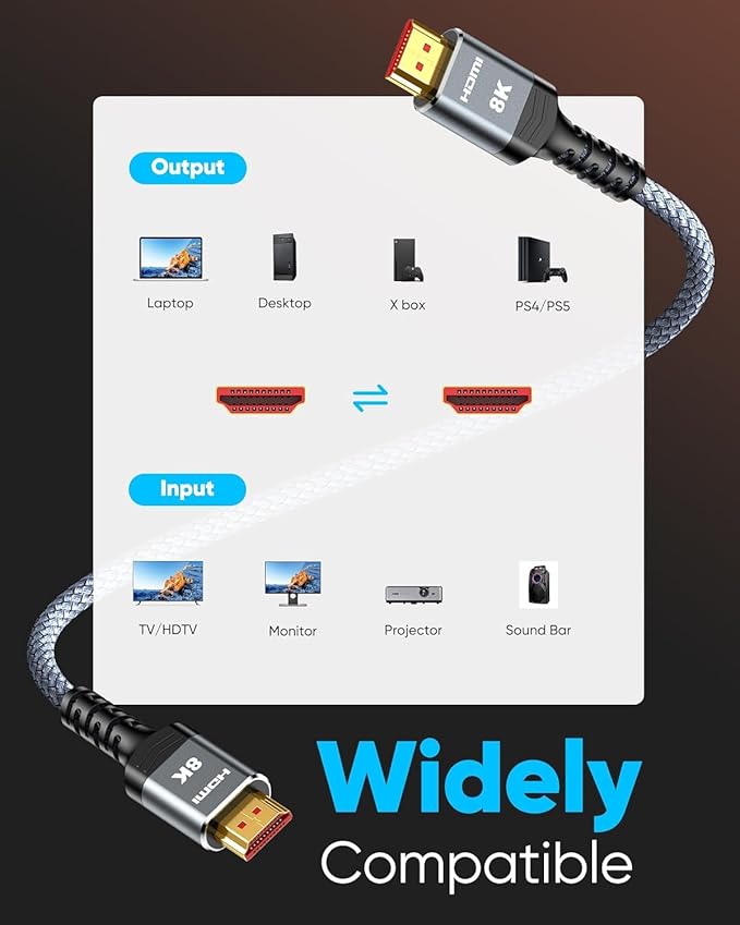 Highwings 8K HDMI Cable Long 2.1 30FT/9M, 48Gbps High Speed HDMI 4K120 144Hz - Image 6