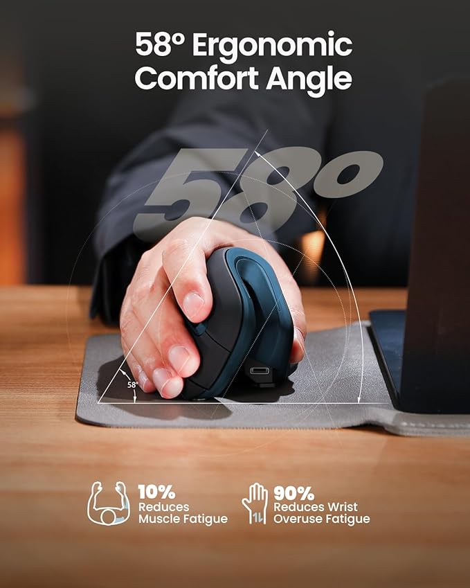 ProtoArc Ergonomic Vertical Mouse, EM11 NL Rechargeable Wireless Mouse Bluetooth - Image 7