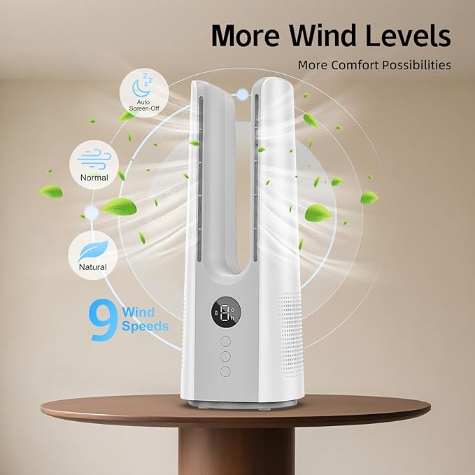 Desk Fan, 13 Inch Portable Bladeless Fan, Small Quiet Table Fan - Image 3