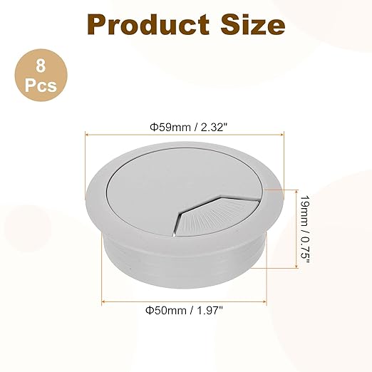 uxcell 8 Pcs 50mm Desk Grommet, Plastic Cable Hole Cover, Wire Cord Cable - Image 2