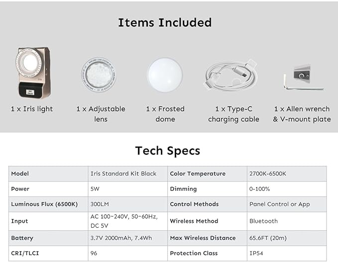 Harlowe Iris Content Creator Lighting Kit Portable 5W Bi-Color Camera Light - Image 8