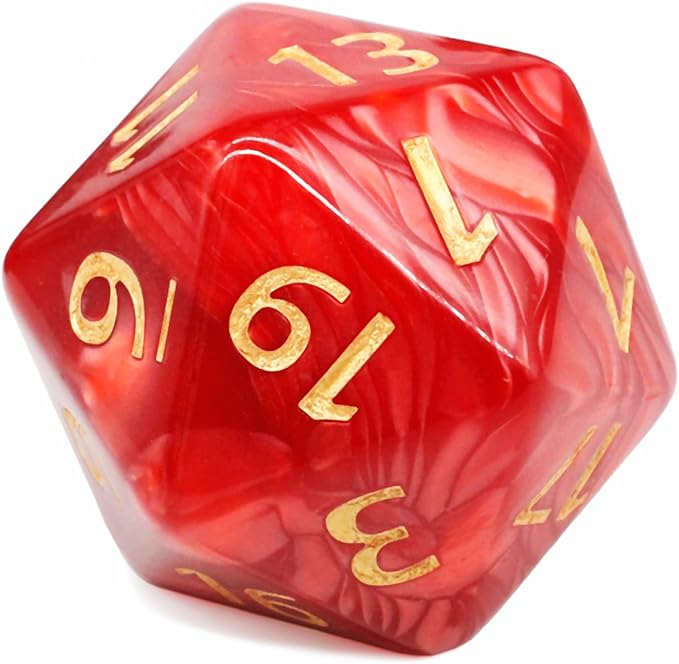 20 Sided DND Dice, D20 Giant Polyhedral Dice, 55mm Titan Large Pearl Color D20 by Handan
