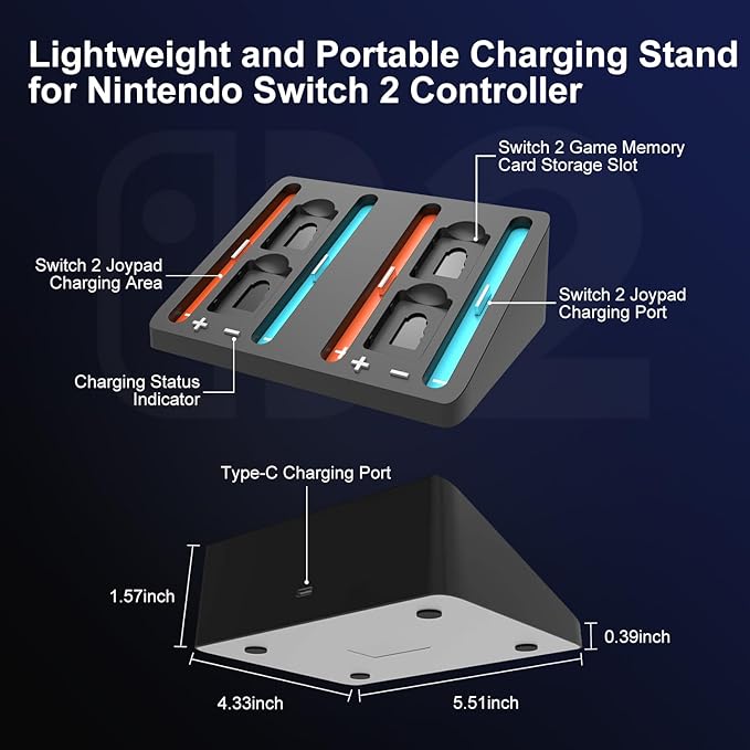 Switch 2 Controller Charger, 4 in 1 Charging Dock - Image 7