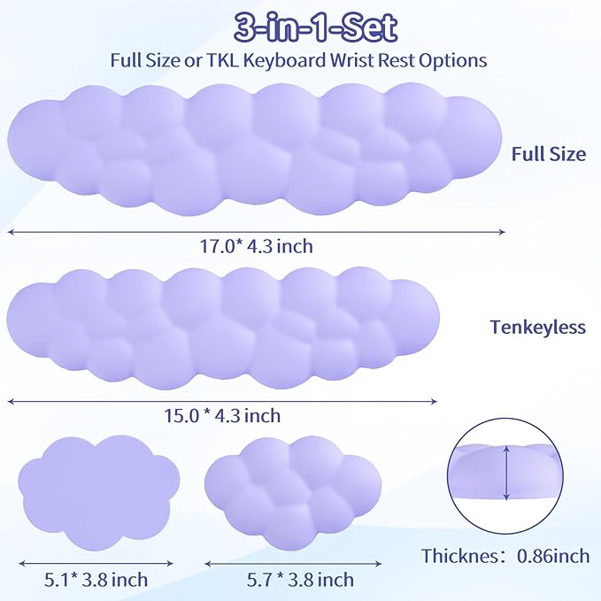 Cloud Wrist Rest Keyboard, Cloud Keyboard Wrist Pad Set - Image 7
