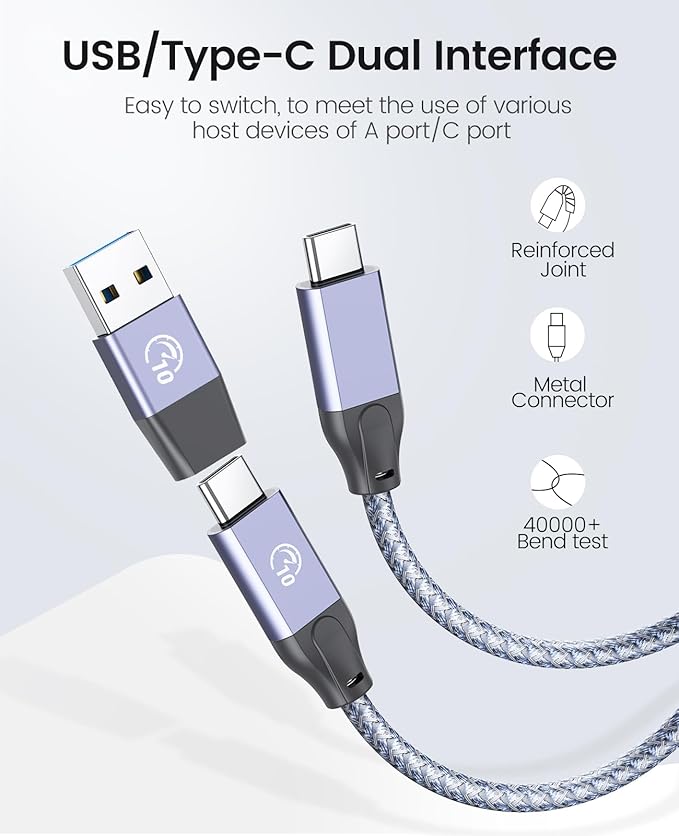 ORICO 7 Port USB Hub 10Gbps, Aluminum USB 3.2 Gen 2 Hub, 6 USB 3.2 Data Ports - Image 6