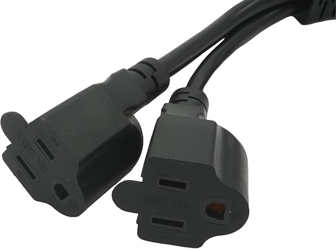 Y Splitter Extension Cord, 1.4FT 2 Way 1 to 2 Splitter Extension Cord, 3 Prong - Image 4